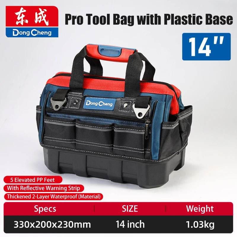 Bolsa de herramientas para electricista, tela Oxford 1680D con Base de plástico rígido