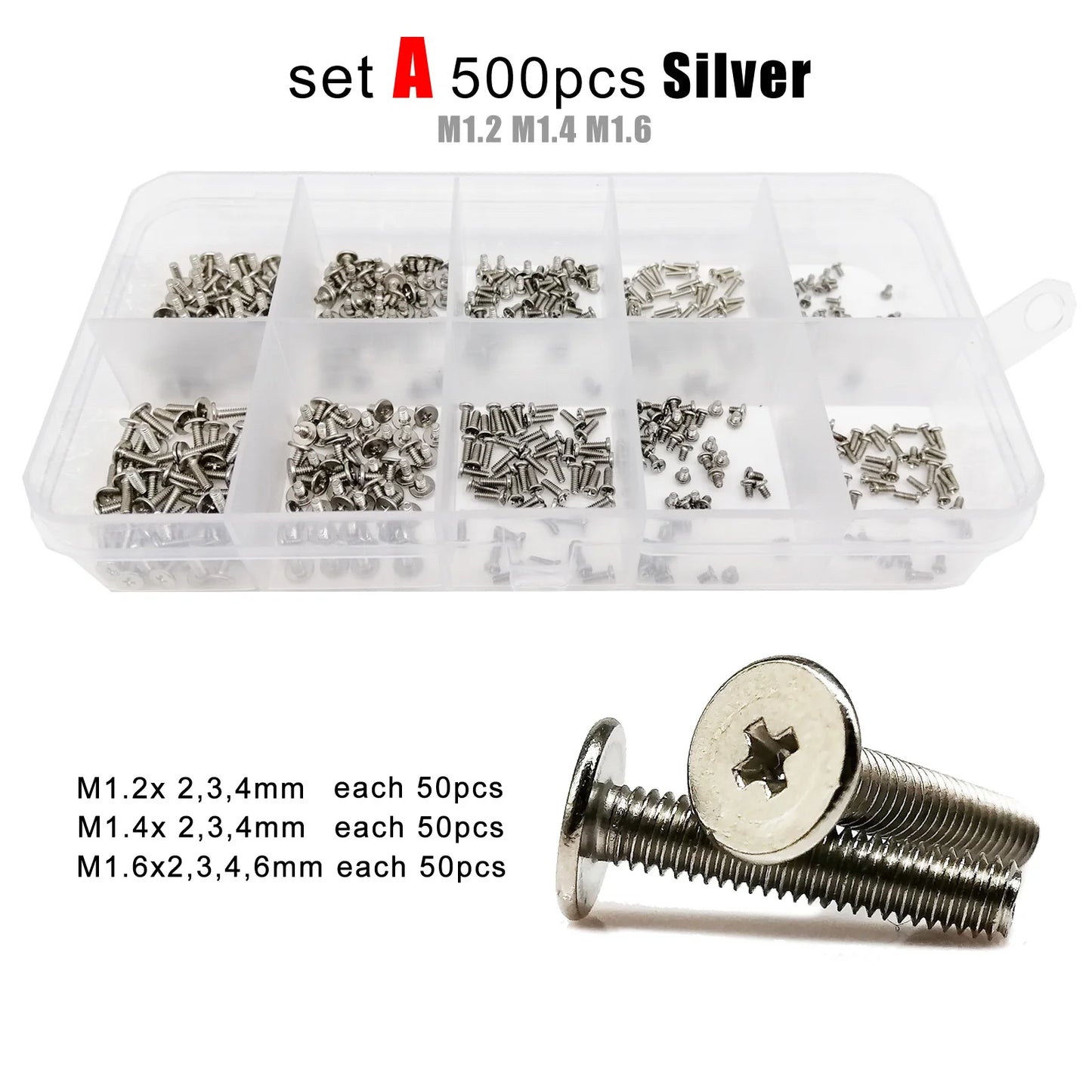 Kit surtido de tornillos de cabeza plana para ordenador portátil, oblea fina Micro Phillips 500/750pcs