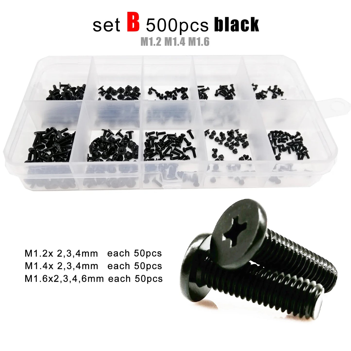 Kit surtido de tornillos de cabeza plana para ordenador portátil, oblea fina Micro Phillips 500/750pcs