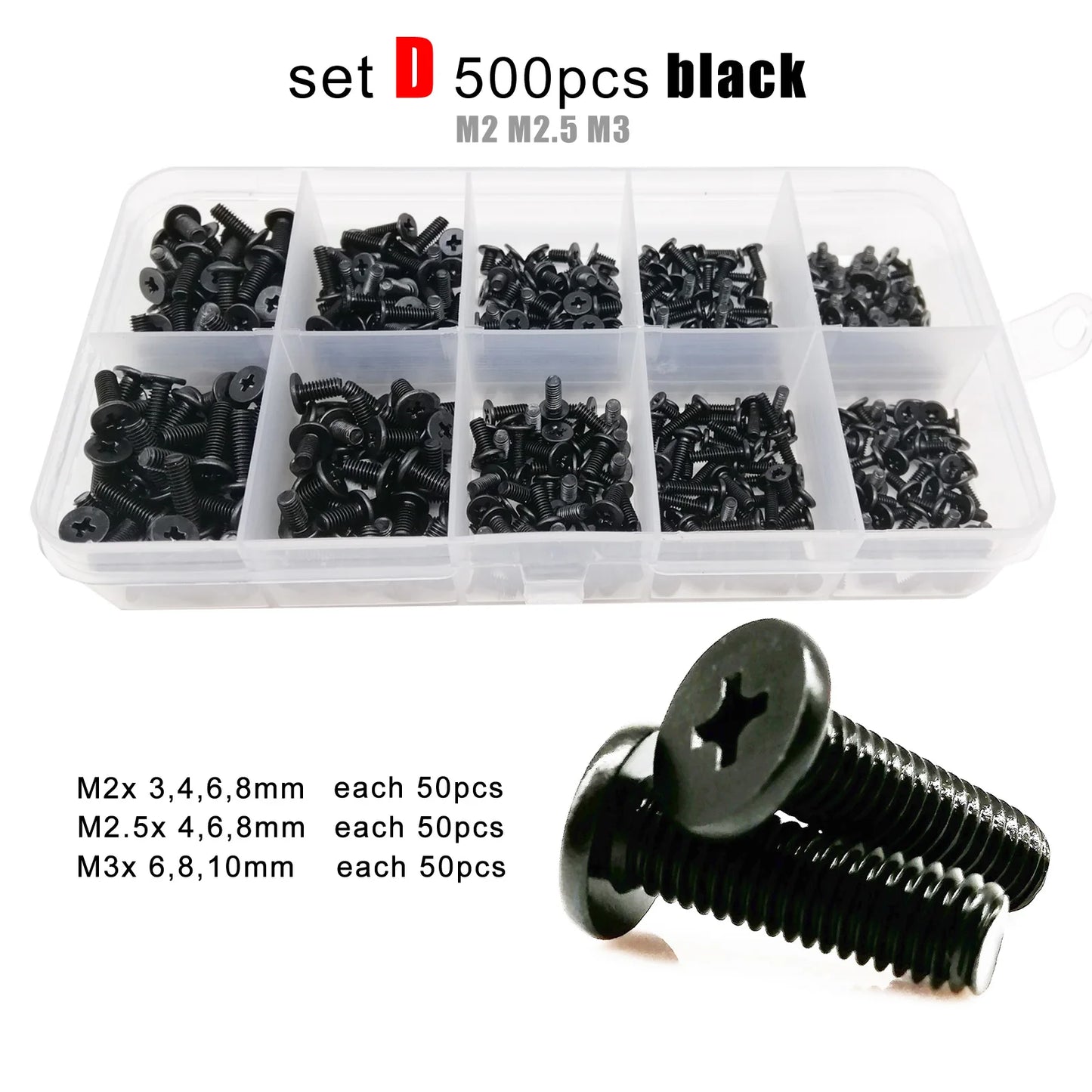 Kit surtido de tornillos de cabeza plana para ordenador portátil, oblea fina Micro Phillips 500/750pcs