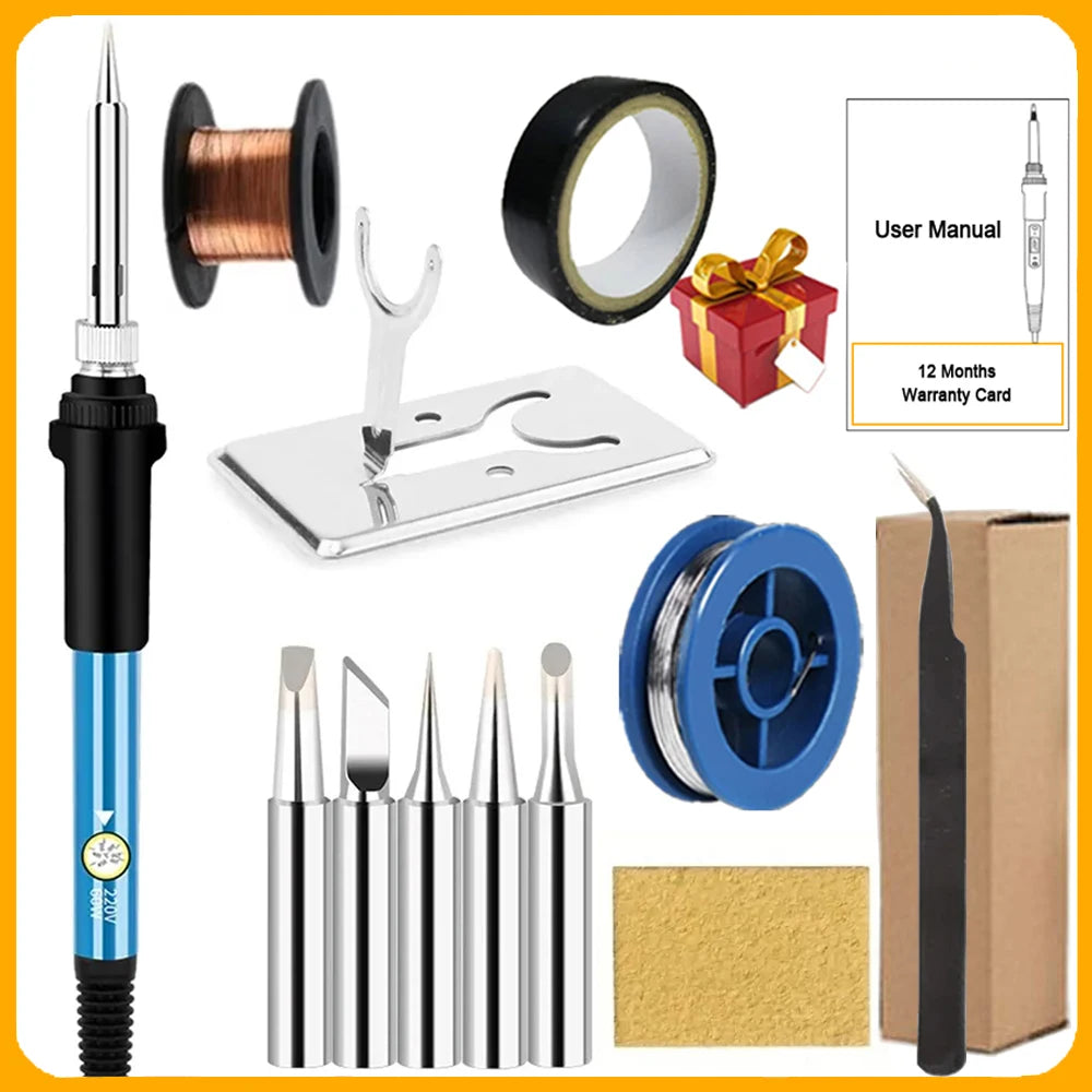 Kits de Soldadura Eléctrica 2026 (SKU:10-IN-1)(16-IN-1)(20-IN-1) 60W con Temperatura Ajustable y Punta Reemplazable