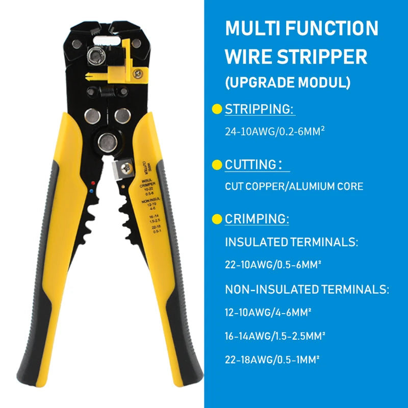 Crimpadora de cables automática ajustable, pelacables multifuncional, alicates de prensado, Terminal, herramienta de mano