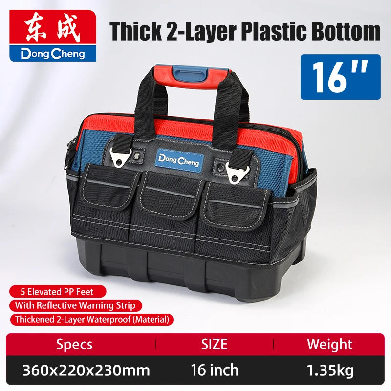 Bolsa de herramientas para electricista, tela Oxford 1680D con Base de plástico rígido