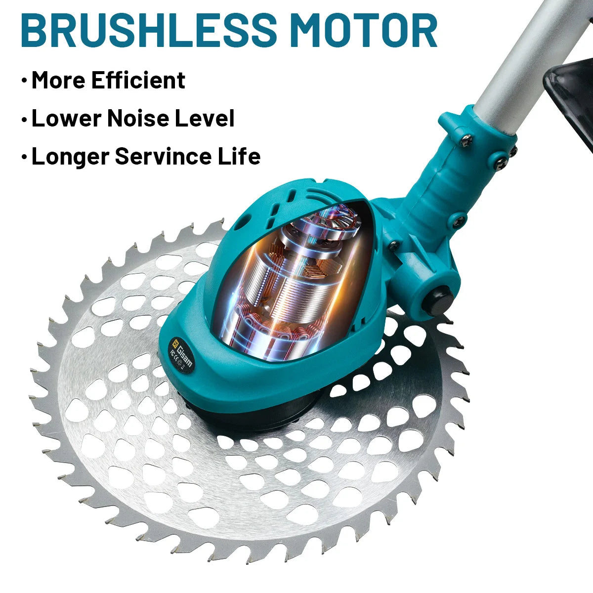 Gisam Cortadora de Césped Eléctrica sin Escobillas de 10 Pulgadas | Recortadora de Pasto 36000 RPM con Longitud Ajustable | Herramienta de Jardín Compatible con Batería Makita 18V