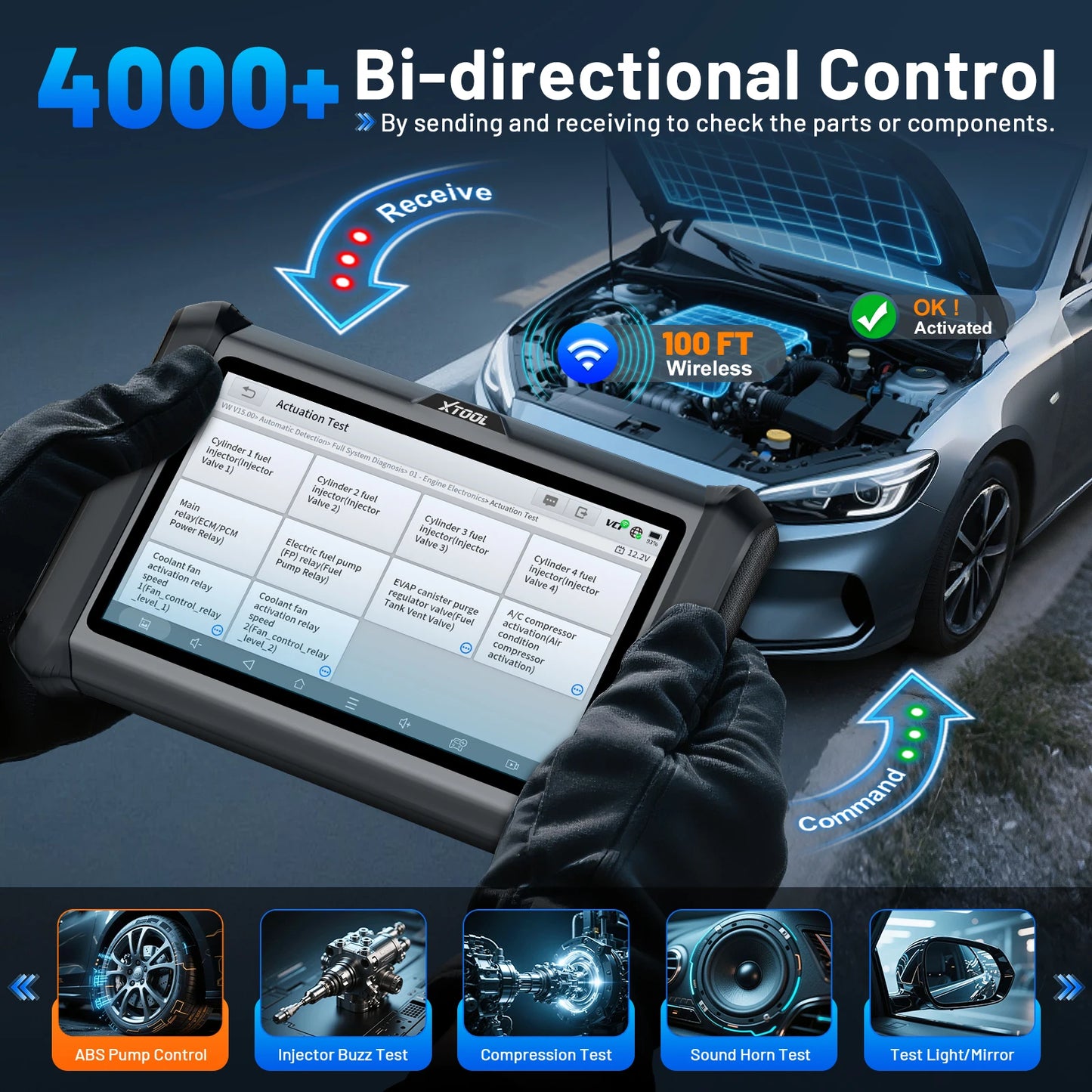 XTOOL D7W D7 BT Herramienta de diagnóstico Bluetooth Todos los sistemas Escáner automotriz para automóvil Codificación