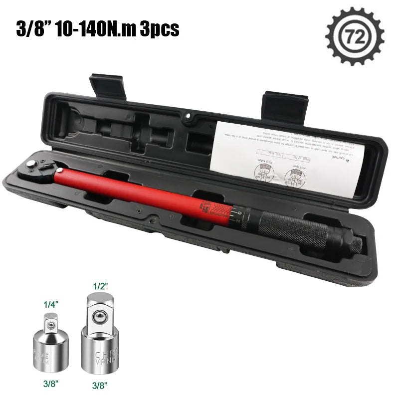 Llave Dinamométrica de Precisión – Par Regulable, Cabezal de Trinquete, Fabricada en Acero Resistente, Ideal para Mantenimiento de Vehículos y Motocicletas