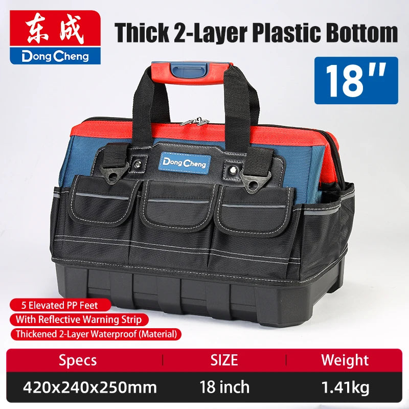 Bolsa de herramientas para electricista, tela Oxford 1680D con Base de plástico rígido