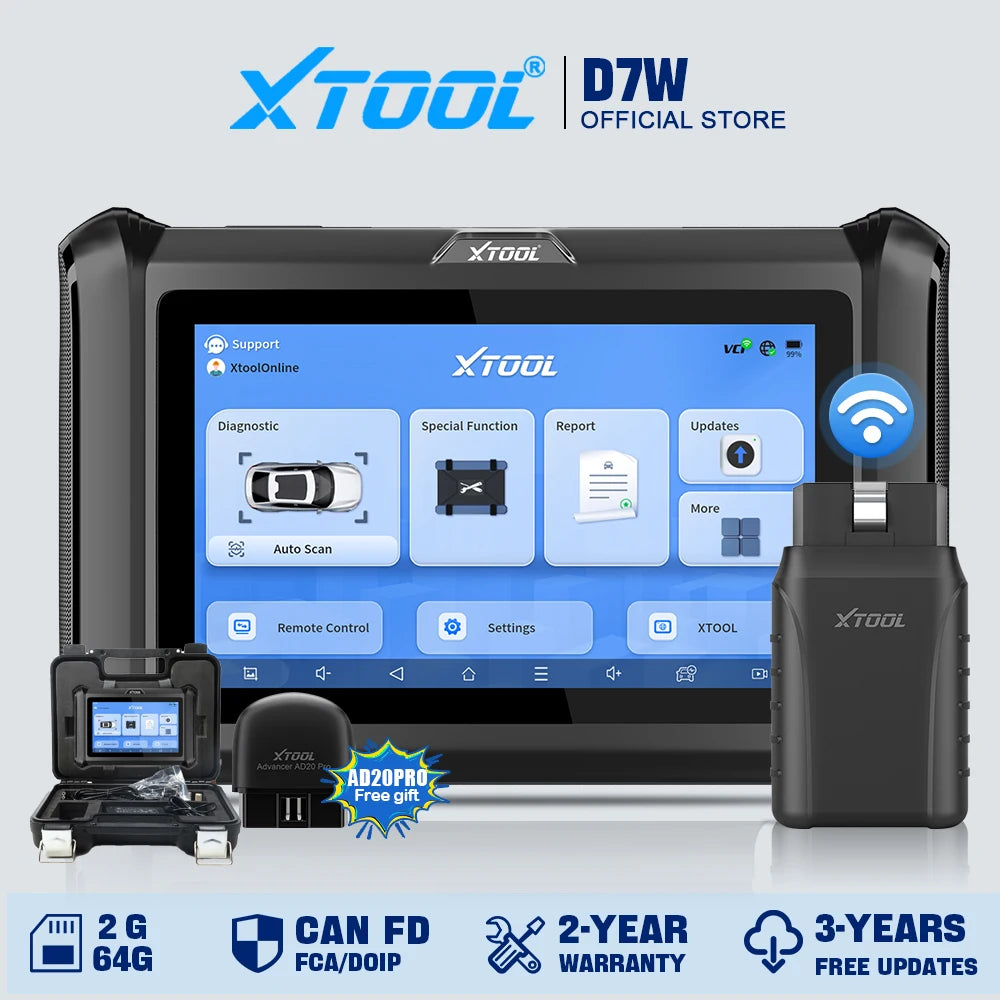 XTOOL D7W D7 BT Herramienta de diagnóstico Bluetooth Todos los sistemas Escáner automotriz para automóvil Codificación