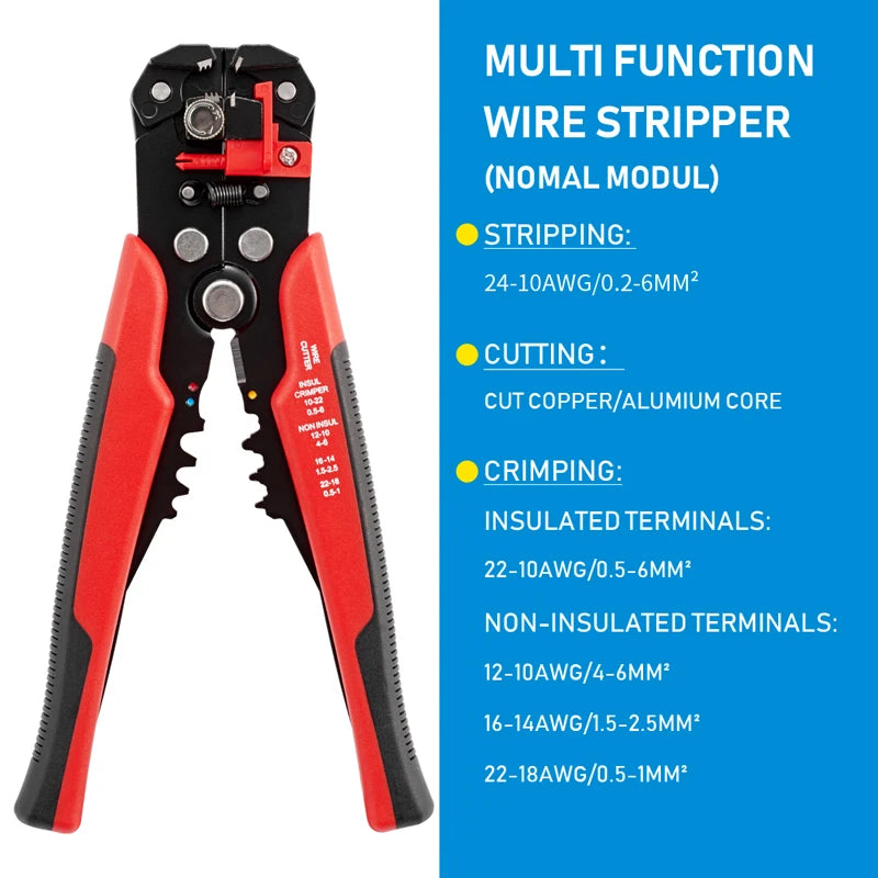 Crimpadora de cables automática ajustable, pelacables multifuncional, alicates de prensado, Terminal, herramienta de mano