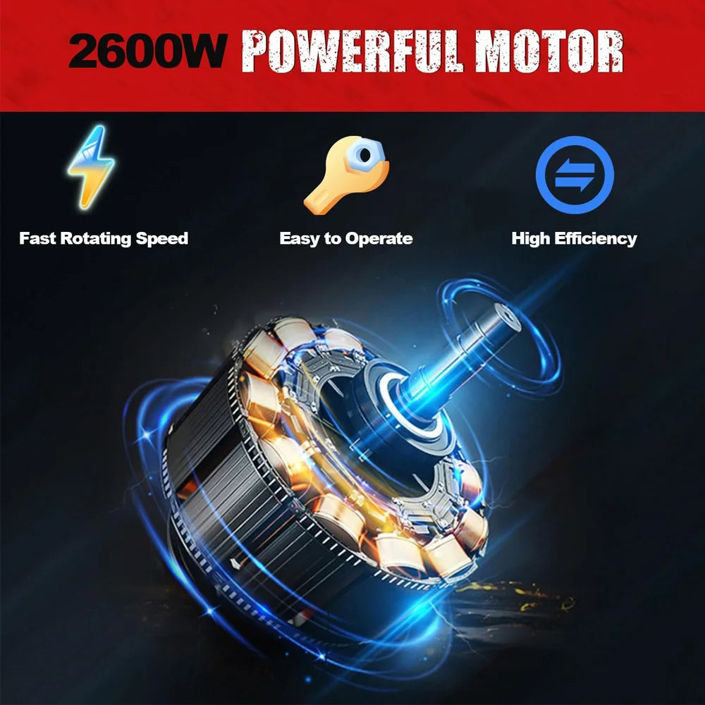 Mezclador de Materiales 2600W 110V – Motor de Alta Potencia, Ajuste de Velocidad, Manejo Fácil para Construcción y Reparaciones
