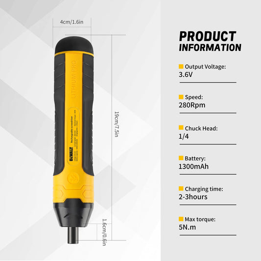 Destornillador Recargable DEWALT HT422 – 3.6V, 5 N·m, Batería de 1300 mAh, Tamaño Compacto