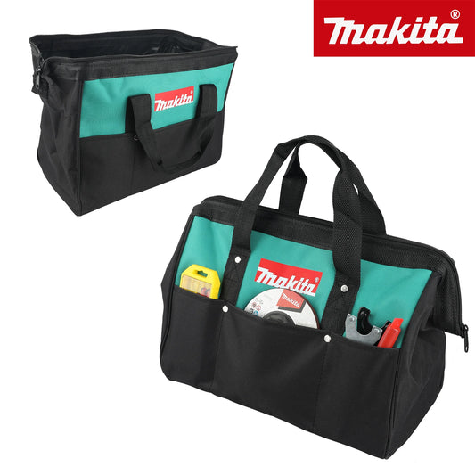 Makita-bolsa de herramientas de mano de 14,57 pulgadas, tela Oxford de doble capa, alambre de acero alrededor de la boca