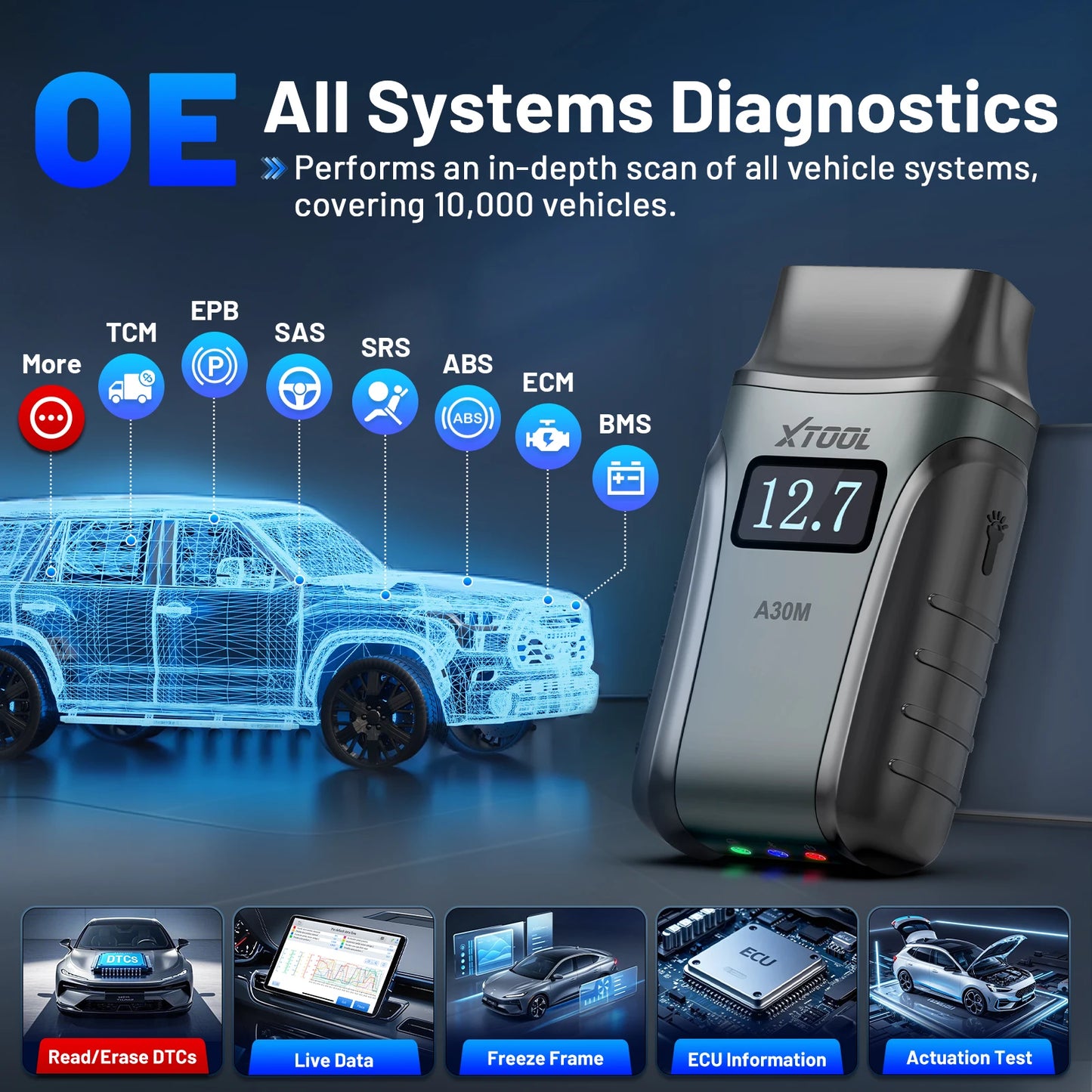 Escáner OBD2 Bluetooth XTOOL Anyscan A30M, herramientas de diagnóstico automotriz, lector de códigos de servicio con más de 26 reinicios