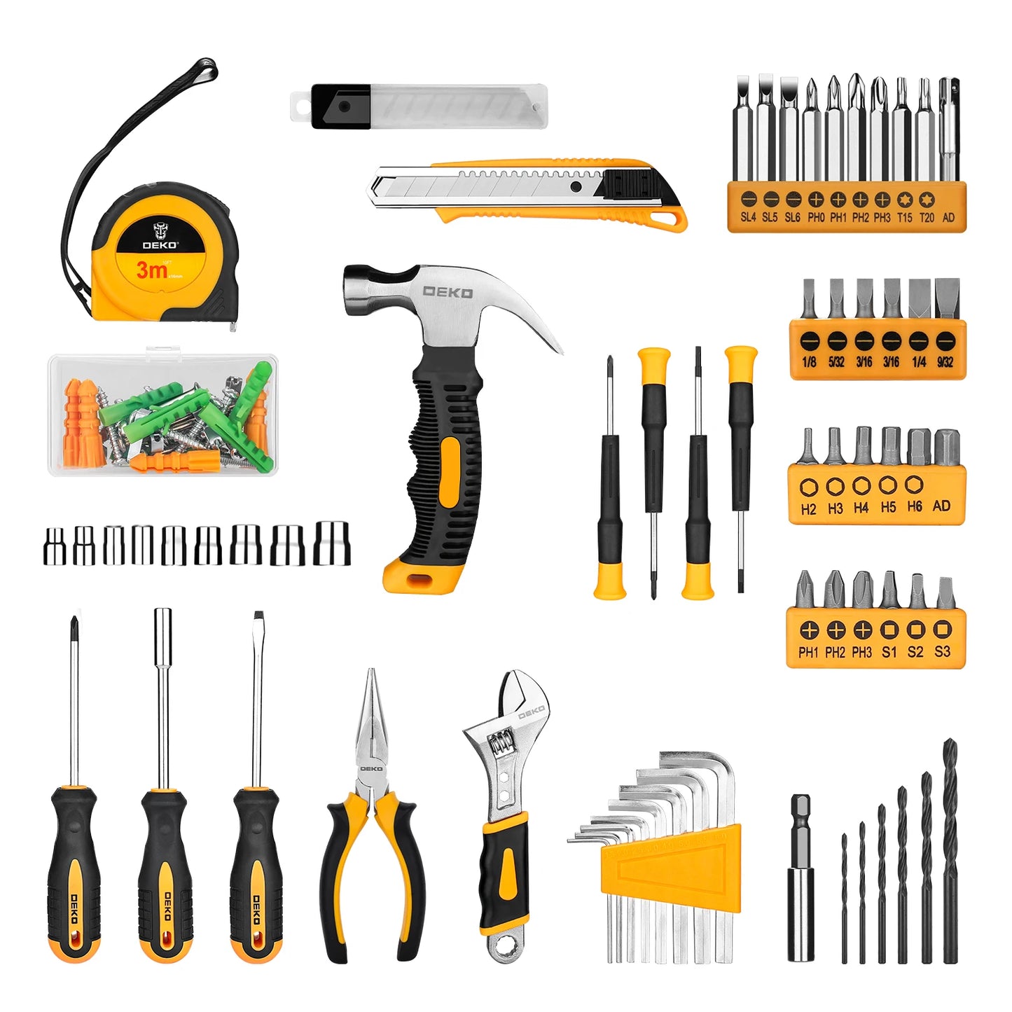 Juego Completo DEKO de 126 Piezas – Taladro Inalámbrico 8V, Cambio Rápido de Accesorios – Kit Completo para Reparaciones y Trabajos en Casa