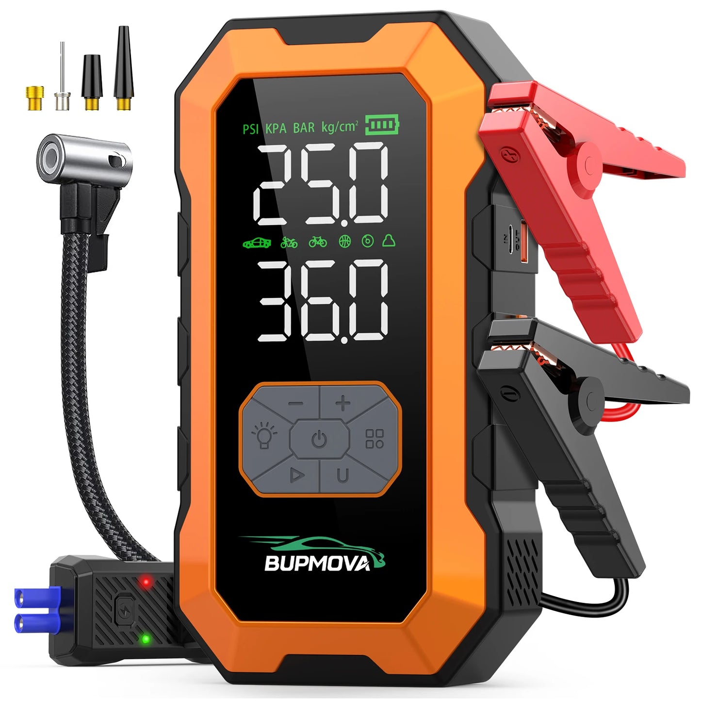 Arrancador de Coches con Compresor de Aire y Pantalla LCD, Cargador Portátil, Potente Dispositivo de Arranque de Batería de Coche, Arrancador de Batería con Compresor de Aire