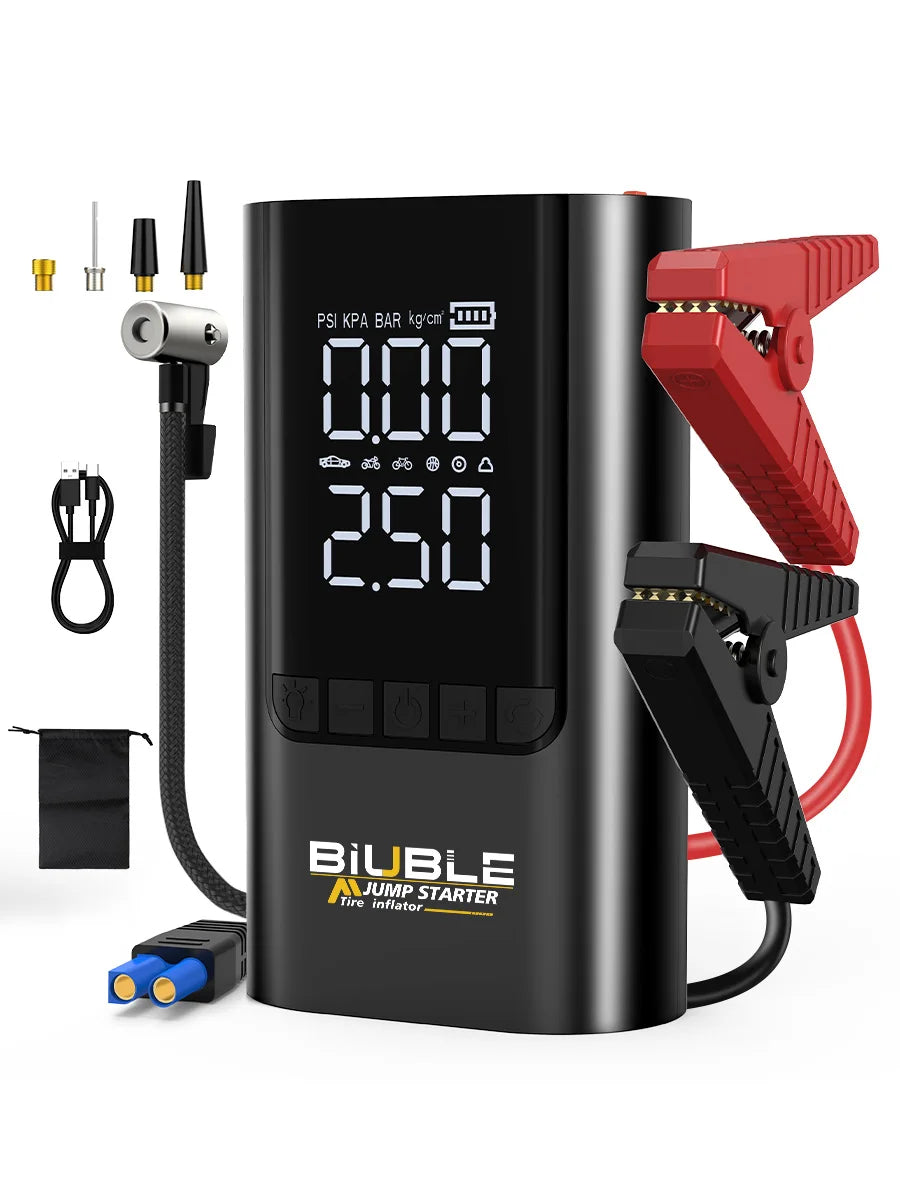 Arrancador de Baterías Portátil de 8000mAh/6000mAh, con Compresor de Aire de 150PSI