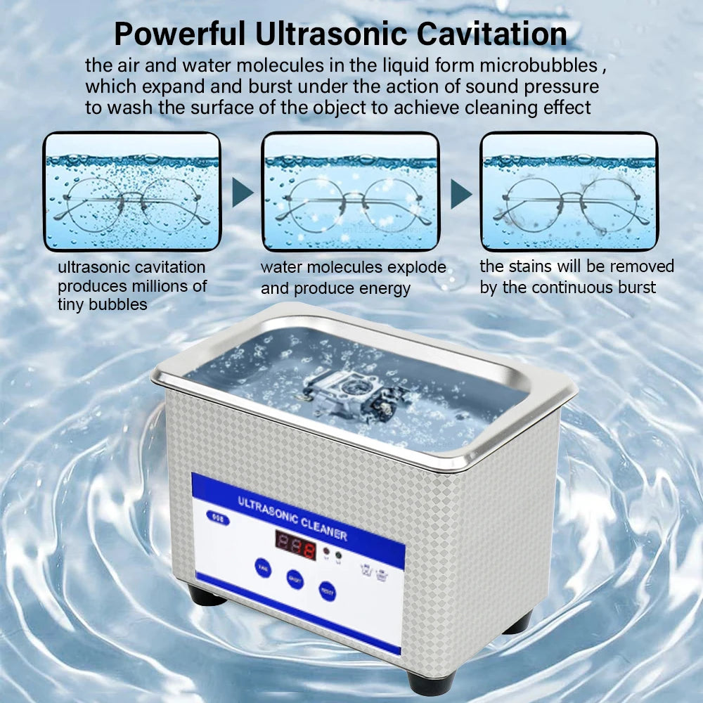 Máquina de Limpieza Ultrasónica 40 KHz – Alta Frecuencia, Ideal para Restaurar y Desinfectar Lentes, Joyas y Objetos Delicados