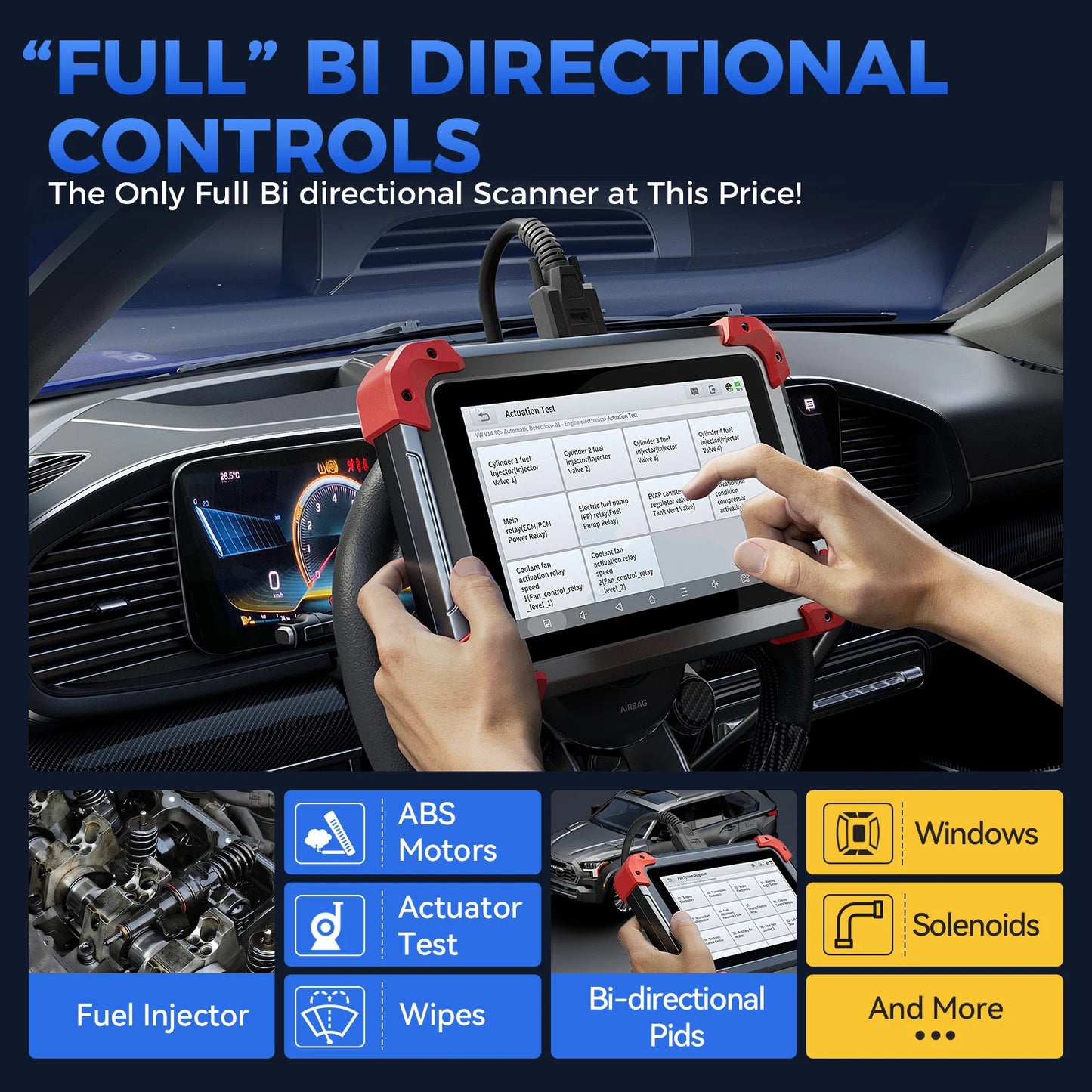 XTOOL D7 Todo el sistema Herramientas de diagnóstico de automóviles Escáner bidireccional Codificación ECU Escáner automotriz Más de 39 servicios