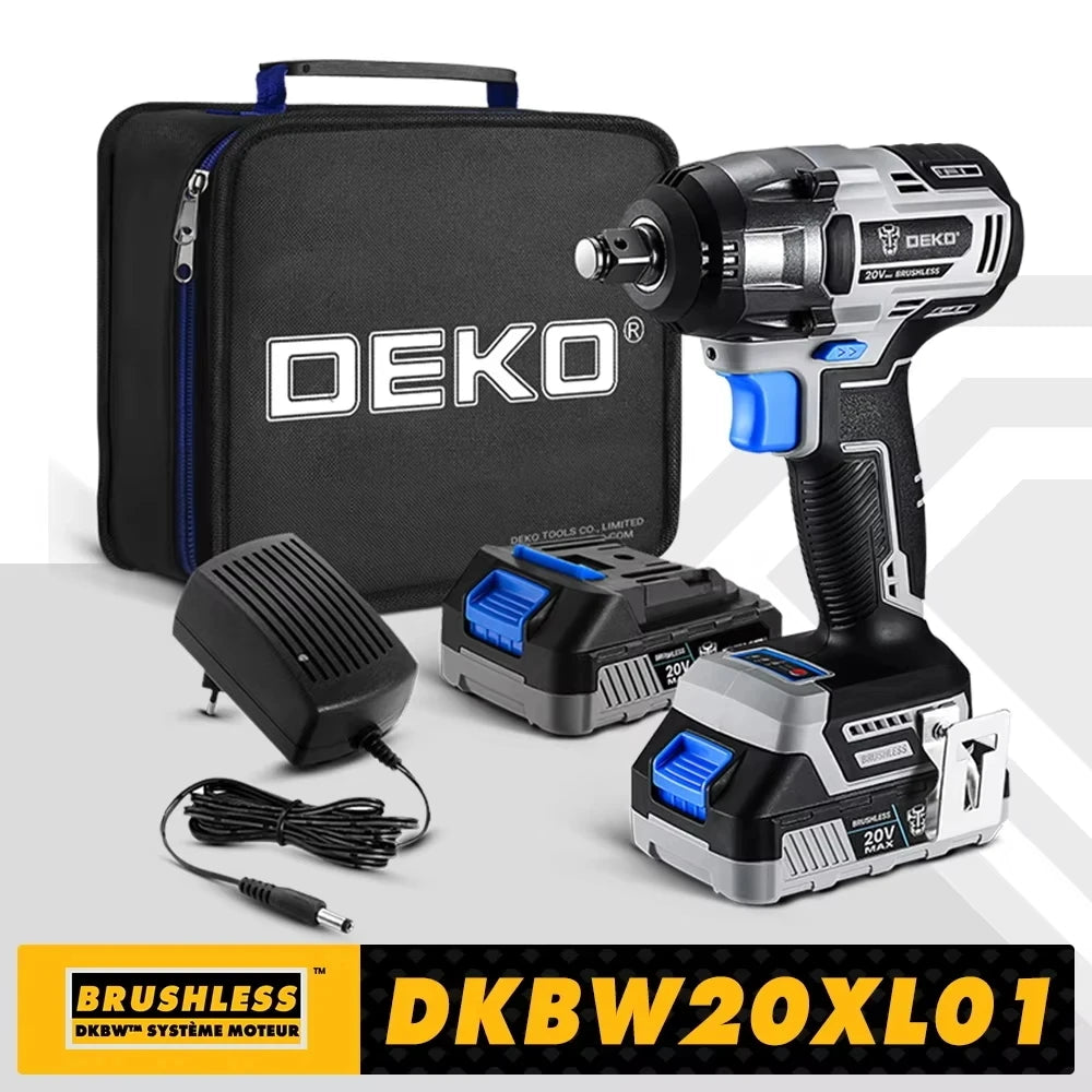 Deko-llave de impacto eléctrica sin escobillas, 20V MAX
