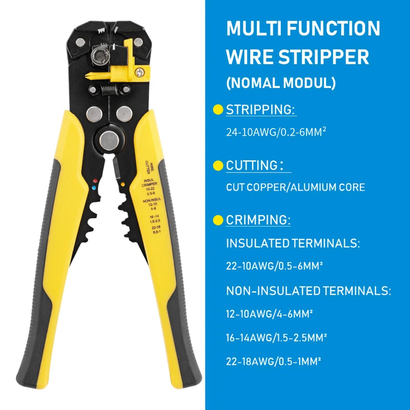 Crimpadora de cables automática ajustable, pelacables multifuncional, alicates de prensado, Terminal, herramienta de mano