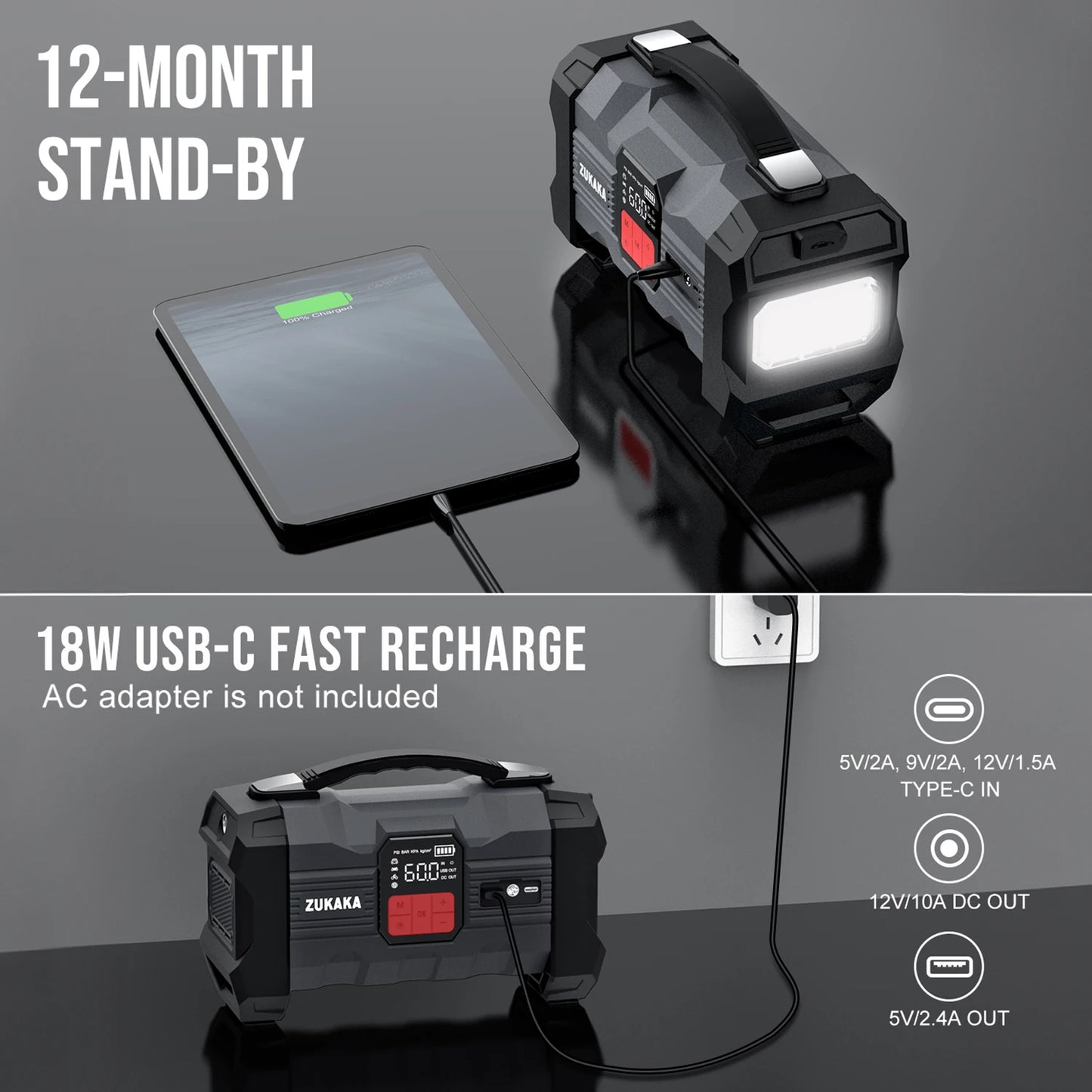 Arrancador de Coches con Compresor de Aire y Pantalla LCD, Cargador Portátil, Potente Dispositivo de Arranque de Batería de Coche, Arrancador de Batería con Compresor de Aire