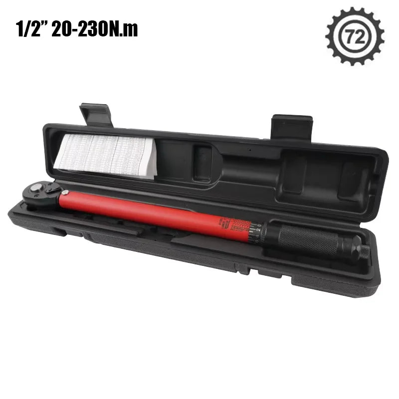 Llave Dinamométrica de Precisión – Par Regulable, Cabezal de Trinquete, Fabricada en Acero Resistente, Ideal para Mantenimiento de Vehículos y Motocicletas
