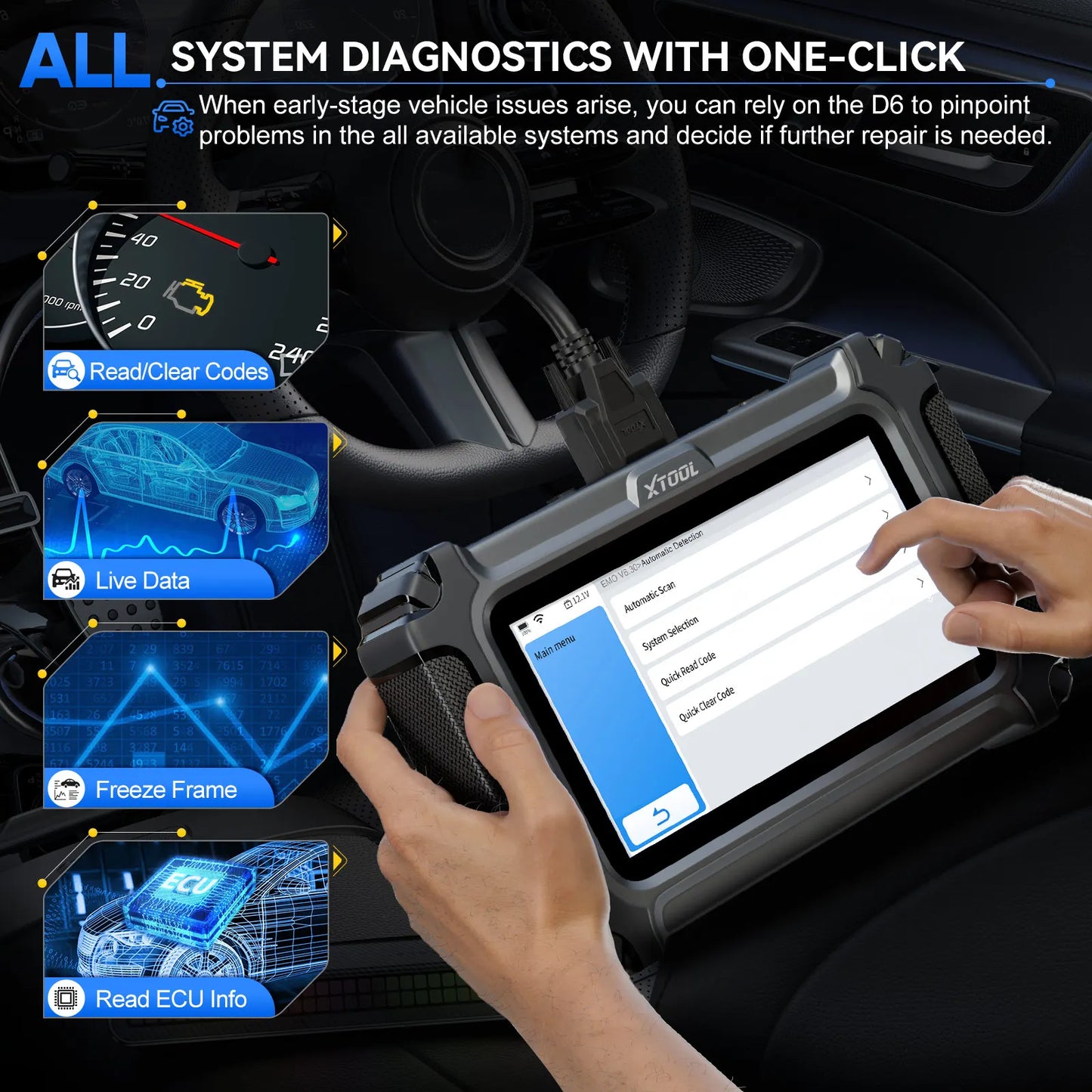 Escáner automotriz XTOOL D6, herramienta de diagnóstico para todos los sistemas de automóviles, para más de 15 servicios