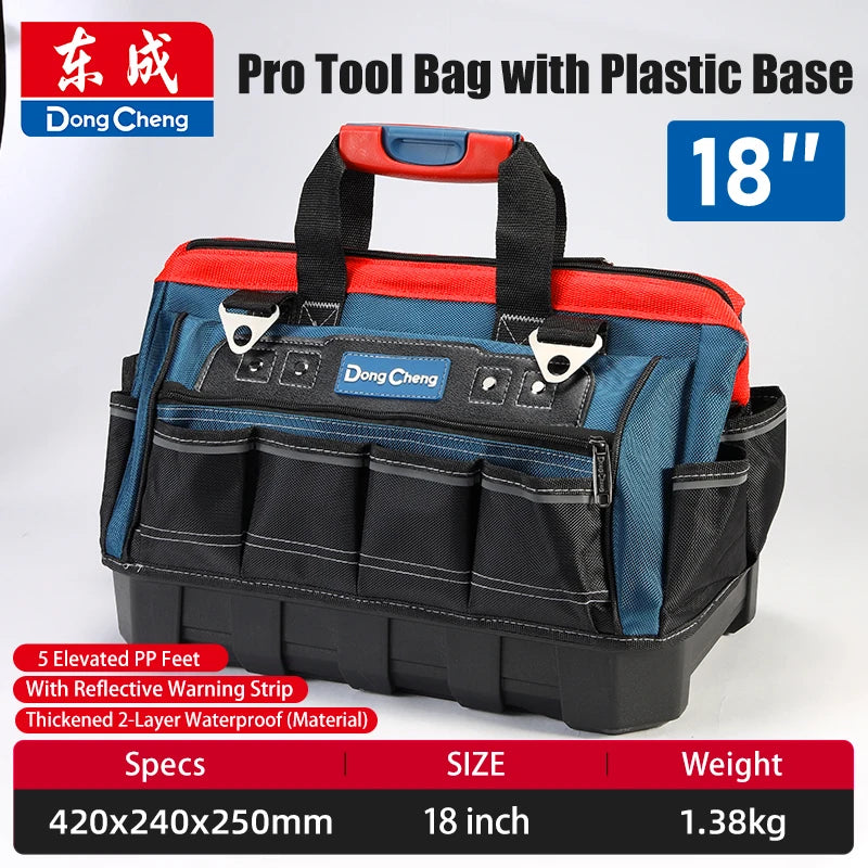 Bolsa de herramientas para electricista, tela Oxford 1680D con Base de plástico rígido