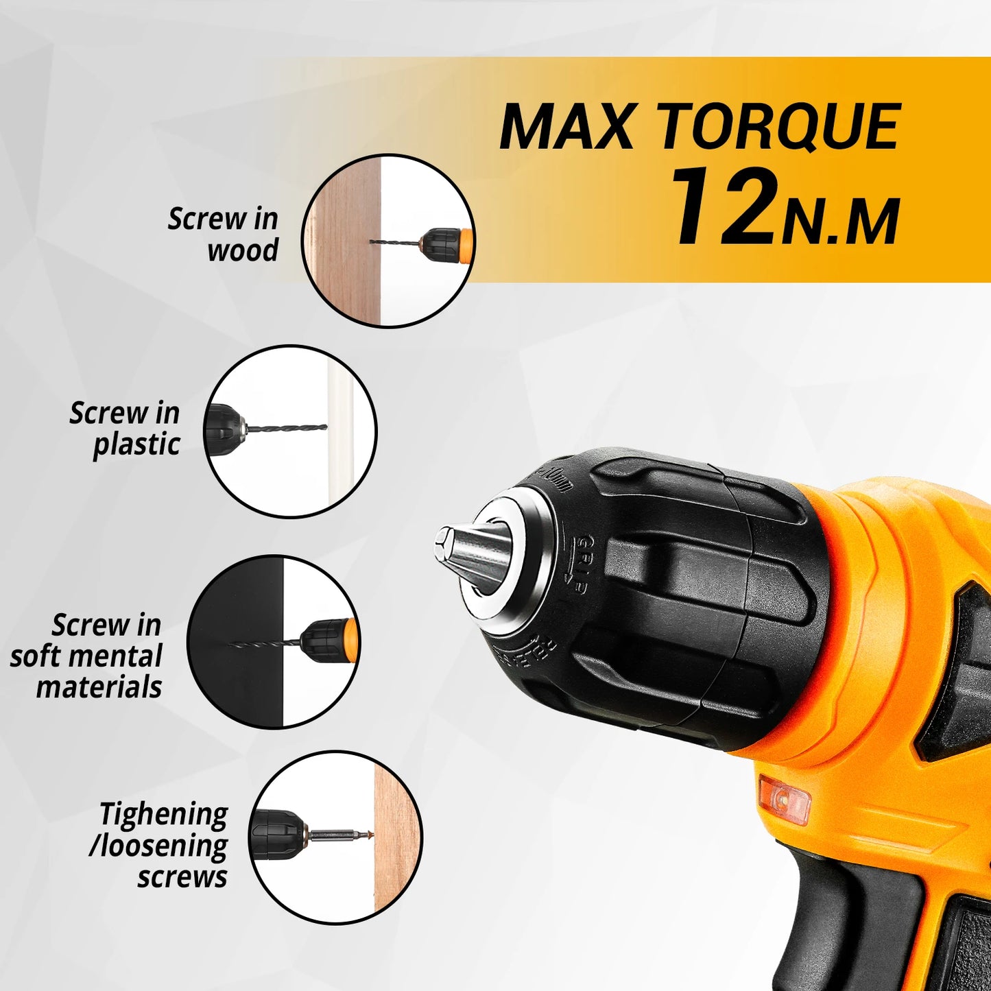 Juego Completo DEKO de 126 Piezas – Taladro Inalámbrico 8V, Cambio Rápido de Accesorios – Kit Completo para Reparaciones y Trabajos en Casa