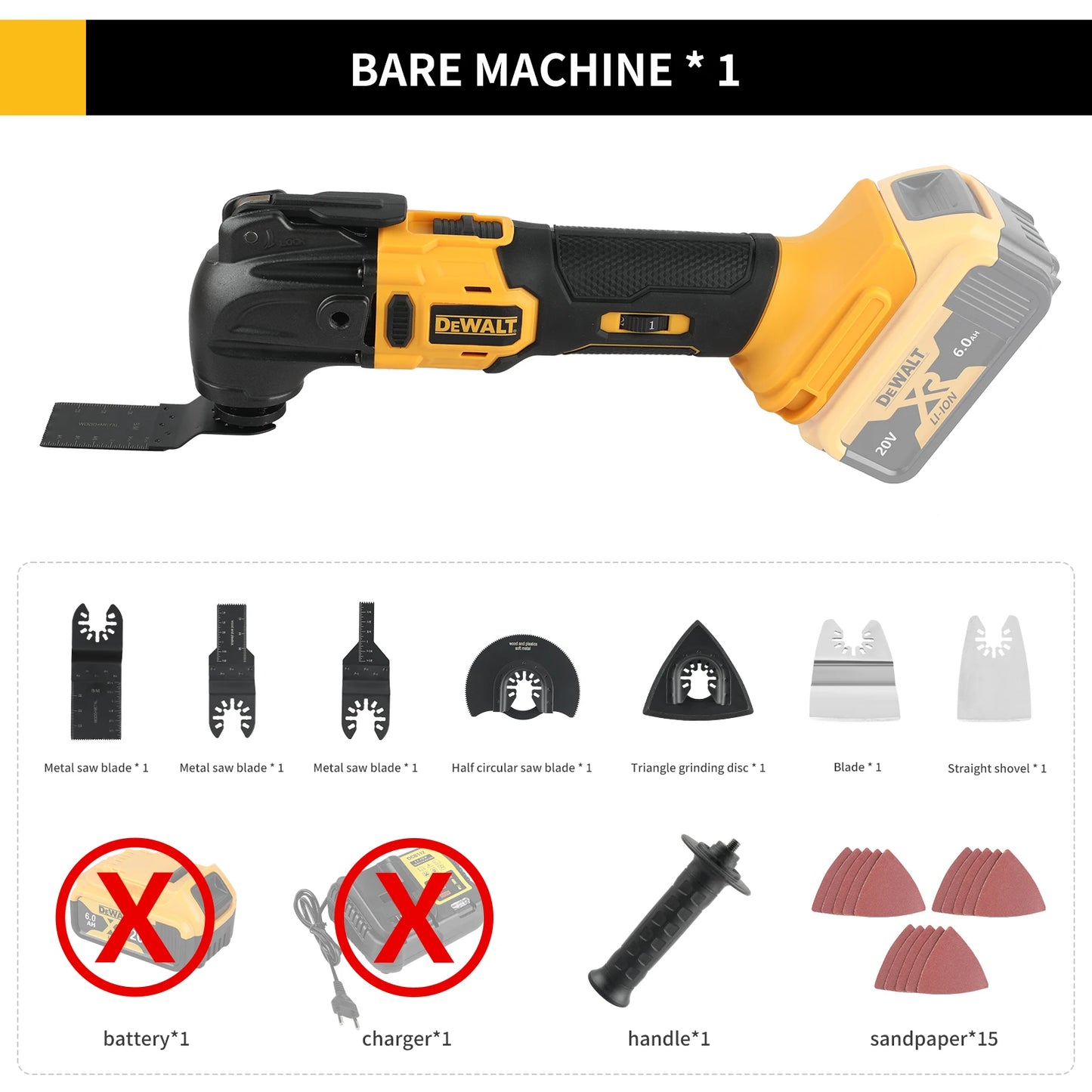 DEWALT DCS356 Herramienta Oscilante Inalámbrica | Sin Escobillas | Multiusos para Cortar, Lijar y Dar Acabados