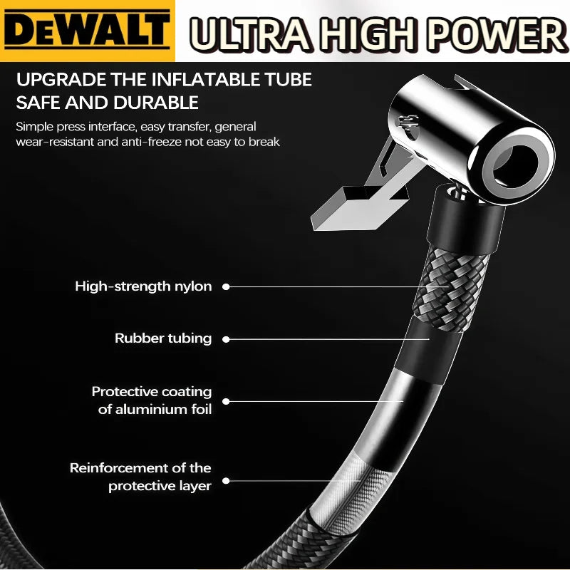 Compresor de Aire Eléctrico Inalámbrico Dewalt con Manómetro Digital para Inflar Neumáticos de Auto, Recargable y Portátil