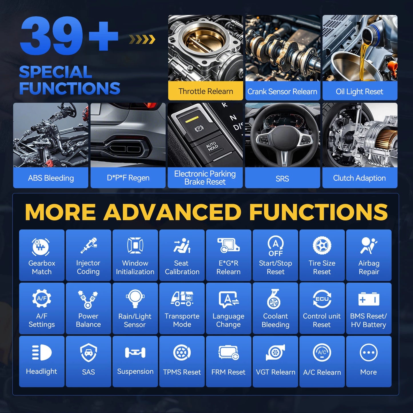 XTOOL D7 Todo el sistema Herramientas de diagnóstico de automóviles Escáner bidireccional Codificación ECU Escáner automotriz Más de 39 servicios
