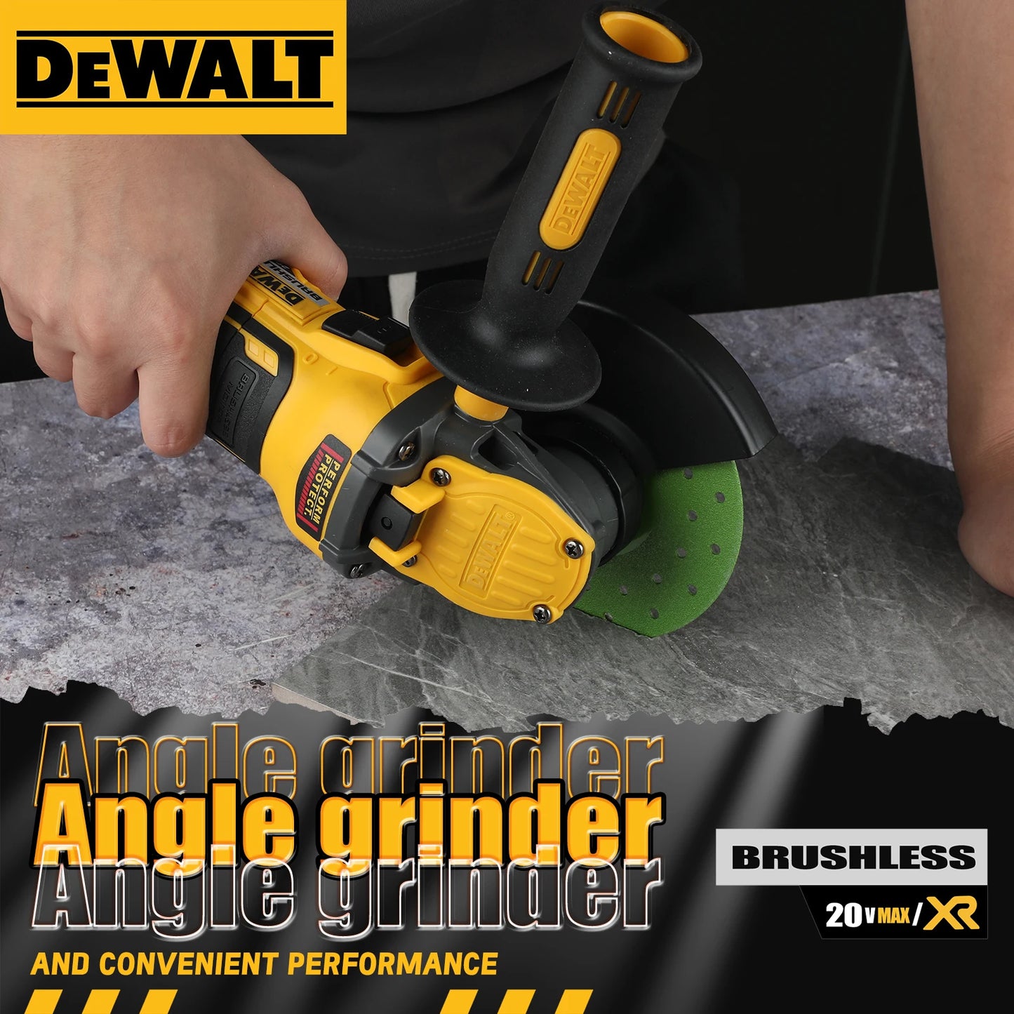 DEWALT- amoladora angular DCG409, herramienta eléctrica inalámbrica sin escobillas de 20V, cortadora, pulidora portátil recargable de 125mm