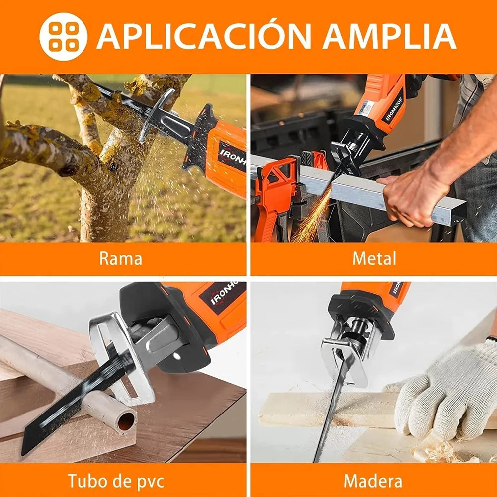 Sierra Recíproca Inalámbrica,Sierra Sable Eléctrico Con 2 Baterías Y 4 Hojas De Sierra