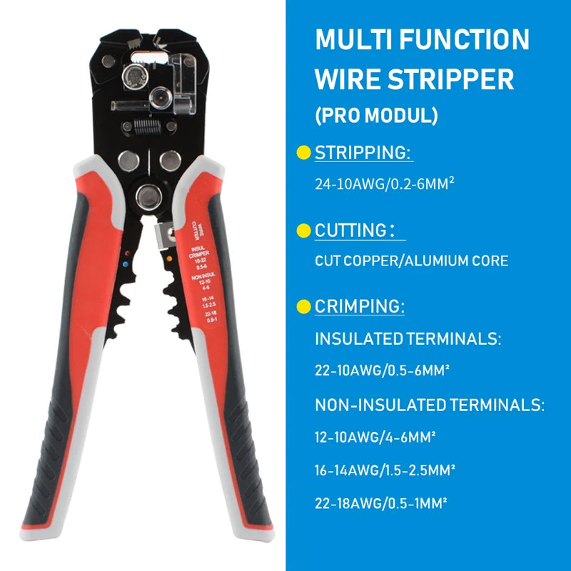 Crimpadora de cables automática ajustable, pelacables multifuncional, alicates de prensado, Terminal, herramienta de mano