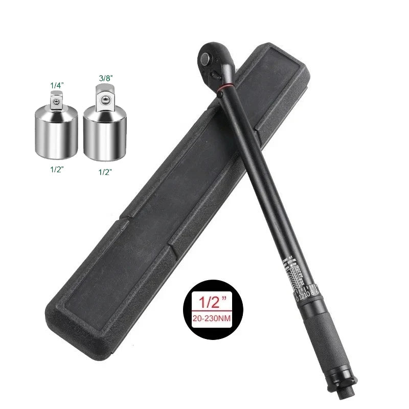 Llave Dinamométrica de Precisión – Par Regulable, Cabezal de Trinquete, Fabricada en Acero Resistente, Ideal para Mantenimiento de Vehículos y Motocicletas