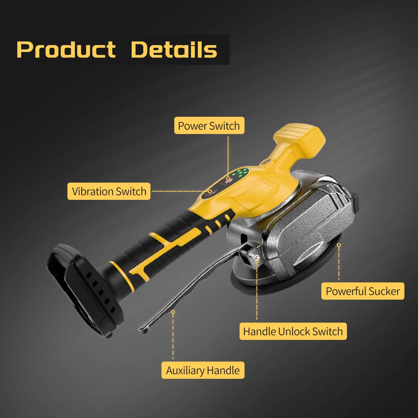 Vibrador Manual para Azulejos DEWALT – Frecuencia Ajustable, Fuerte Succión, Reduce Esfuerzo en Trabajos de Colocación