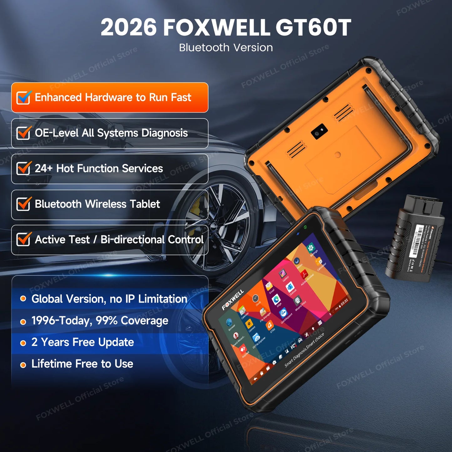 Herramienta de Diagnóstico OBD2 FOXWELL GT60, Lector de Códigos de Automóviles Bidireccional para Todos los Sistemas
