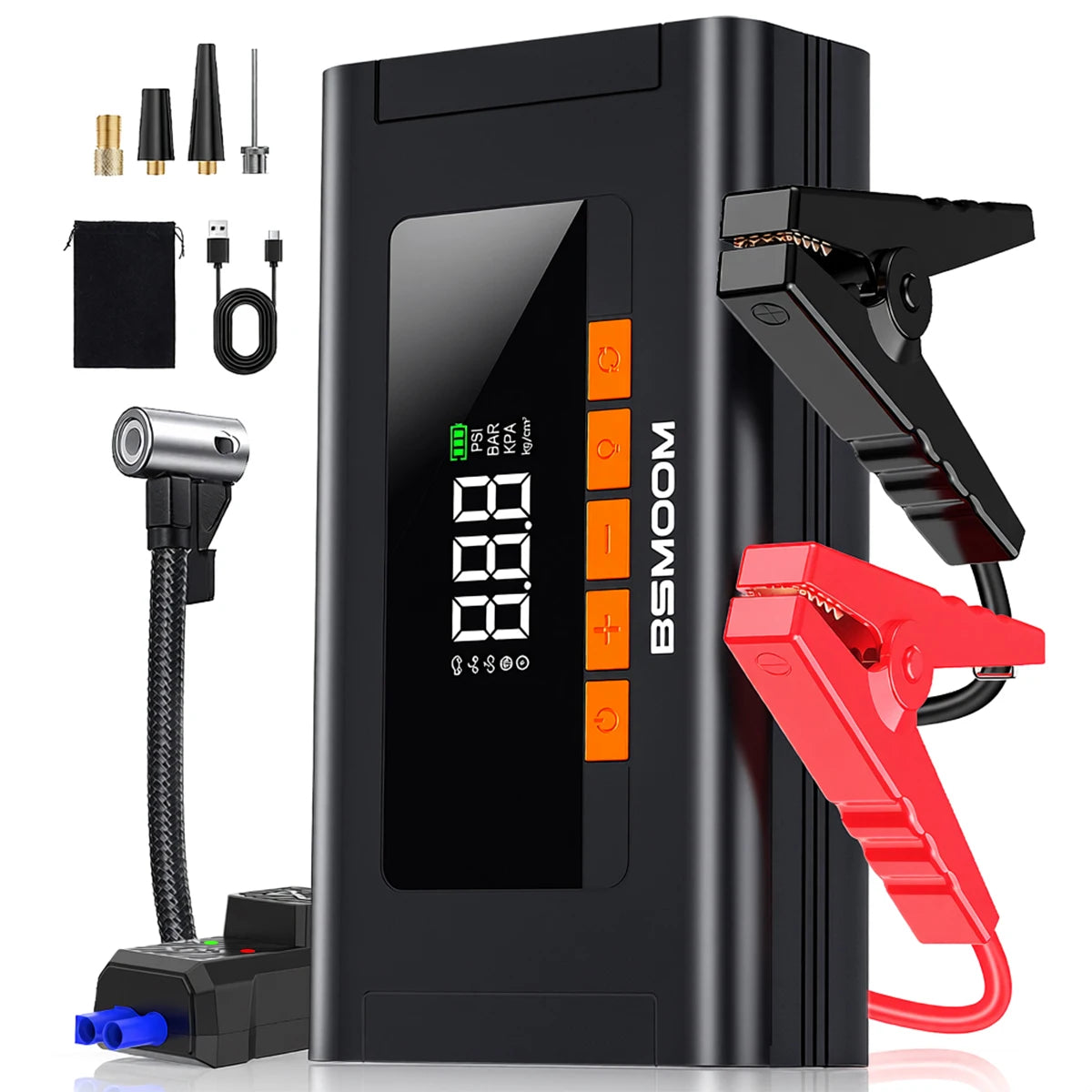 Arrancador de Baterías Portátil de 8000mAh/6000mAh, con Compresor de Aire de 150PSI