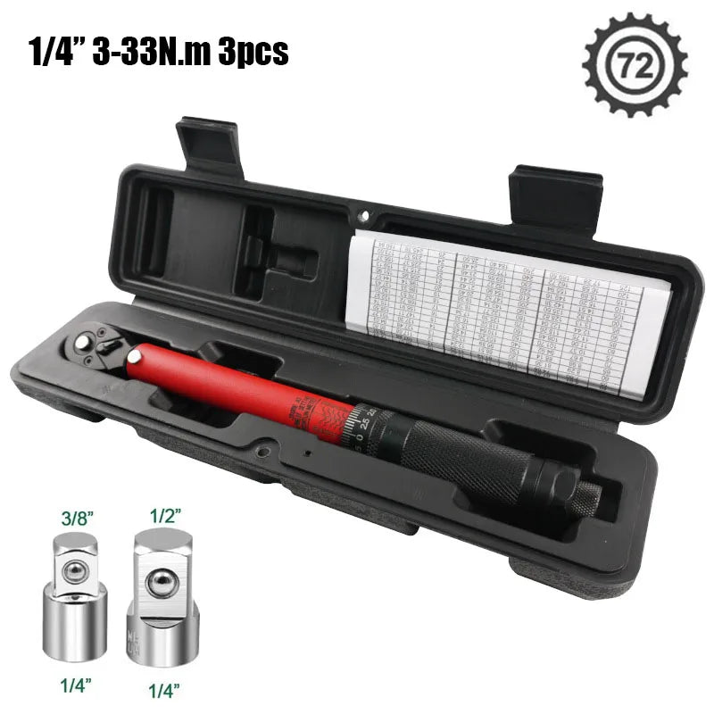 Llave Dinamométrica de Precisión – Par Regulable, Cabezal de Trinquete, Fabricada en Acero Resistente, Ideal para Mantenimiento de Vehículos y Motocicletas