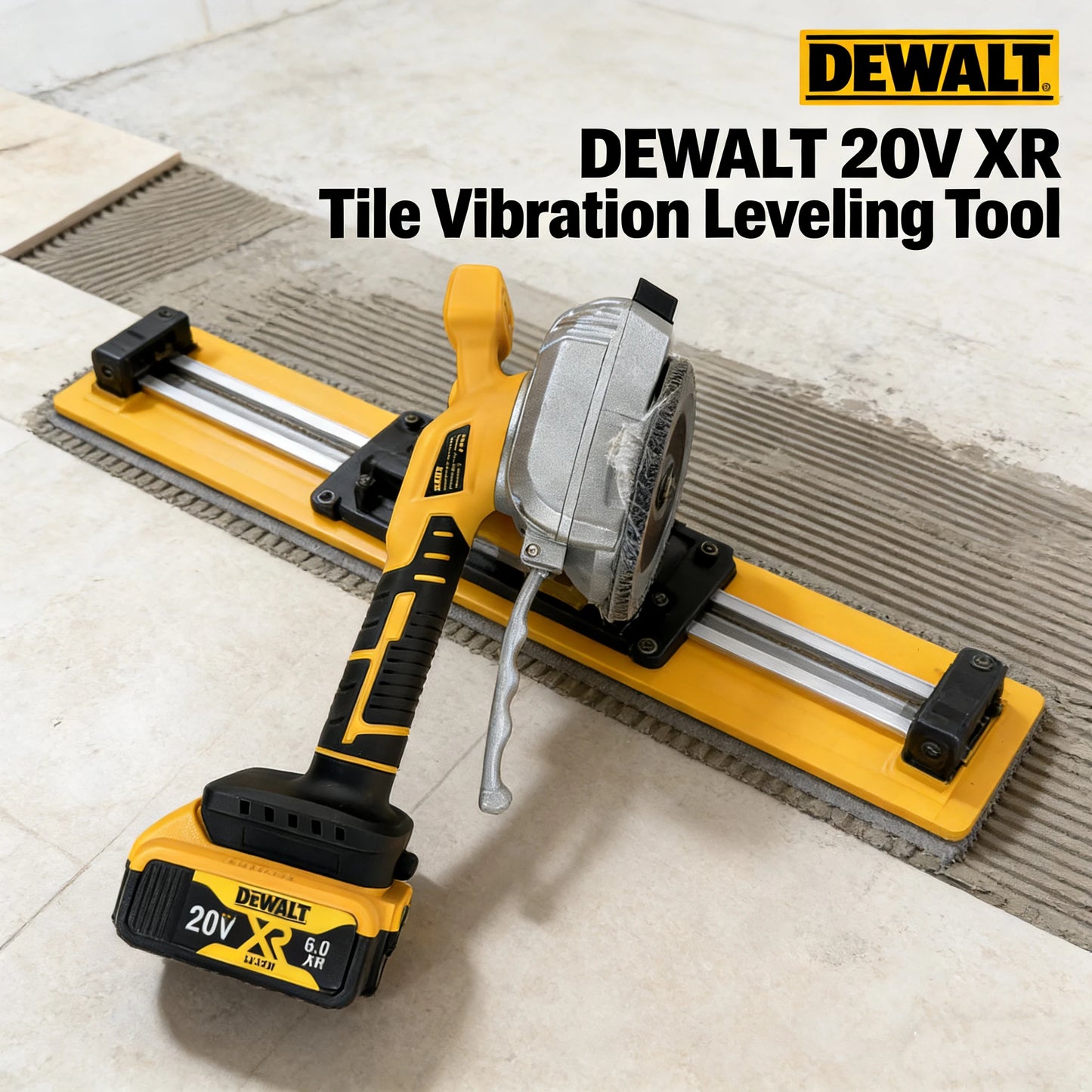 Vibrador Manual para Azulejos DEWALT – Frecuencia Ajustable, Fuerte Succión, Reduce Esfuerzo en Trabajos de Colocación