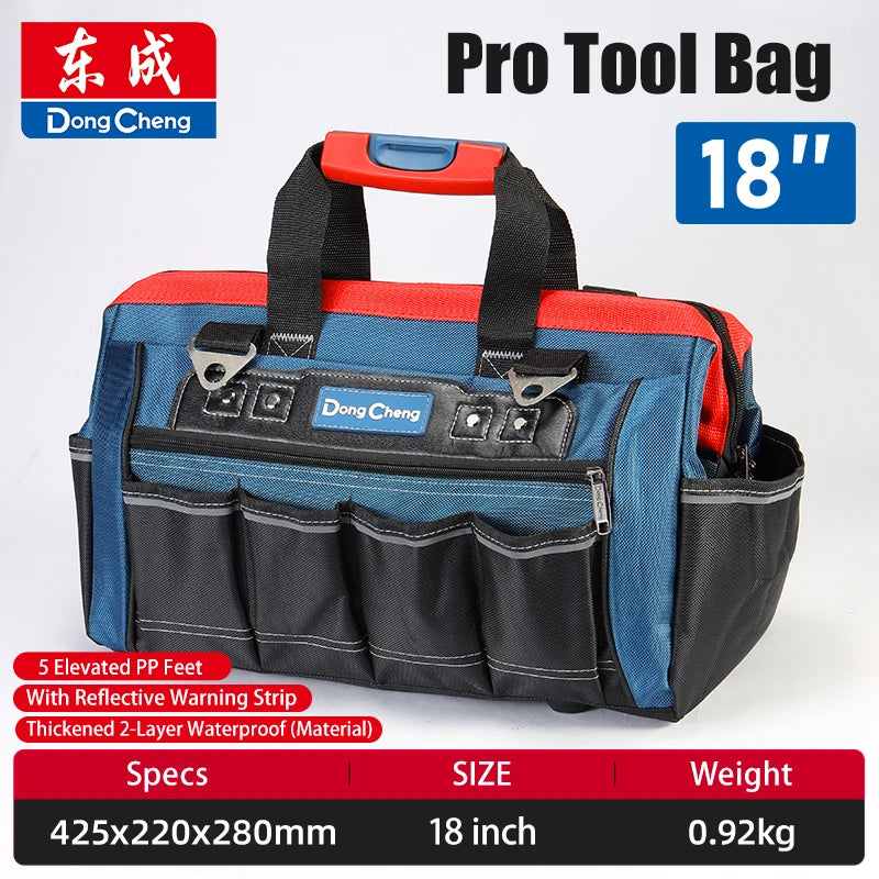 Bolsa de herramientas para electricista, tela Oxford 1680D con Base de plástico rígido