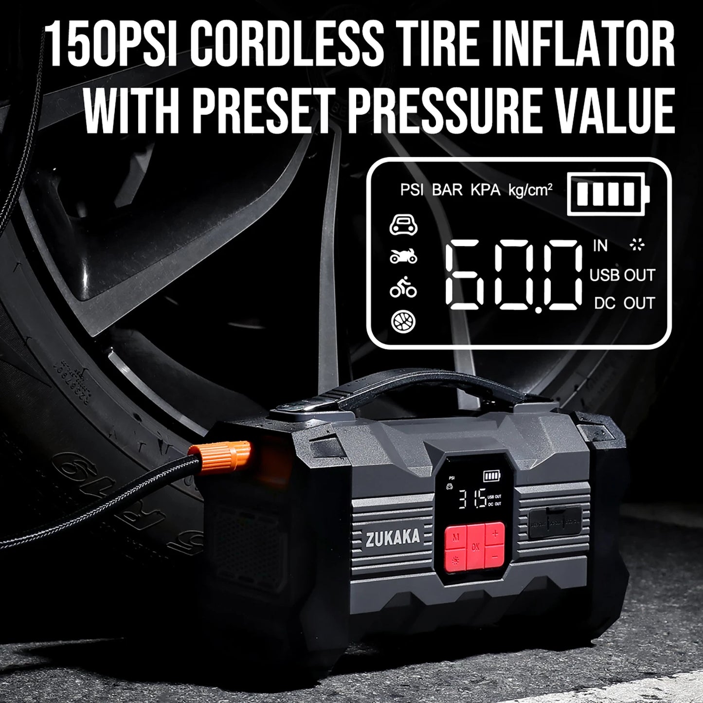 Arrancador de Coches con Compresor de Aire y Pantalla LCD, Cargador Portátil, Potente Dispositivo de Arranque de Batería de Coche, Arrancador de Batería con Compresor de Aire