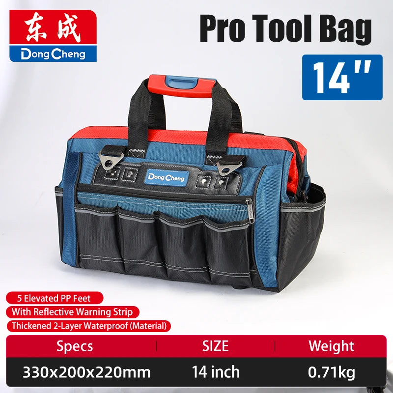 Bolsa de herramientas para electricista, tela Oxford 1680D con Base de plástico rígido