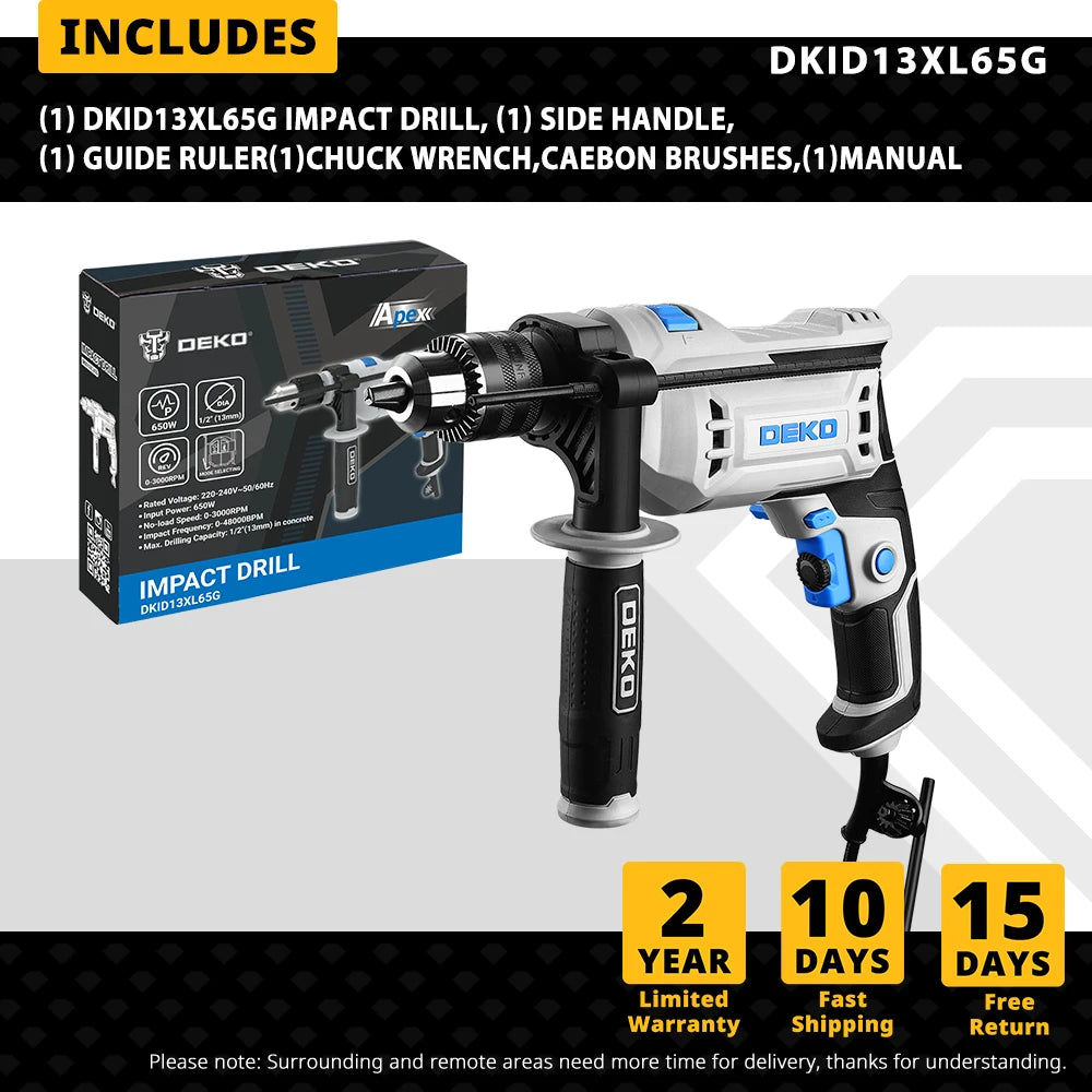 DEKO DKID13XL65G taladro de impacto de grado profesional 220V