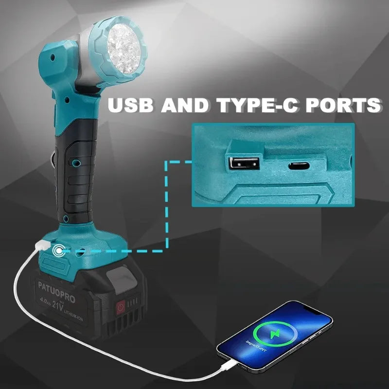 Linterna LED Inalámbrica Makita para Batería de 18V, Foco Portátil para Exteriores