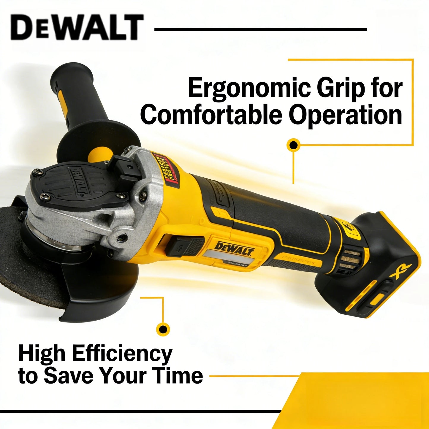Esmeriladora Angular DEWALT DCG405 125 mm – Tecnología Sin Escobillas, Voltaje 20V – Unidad sola, batería no incluida