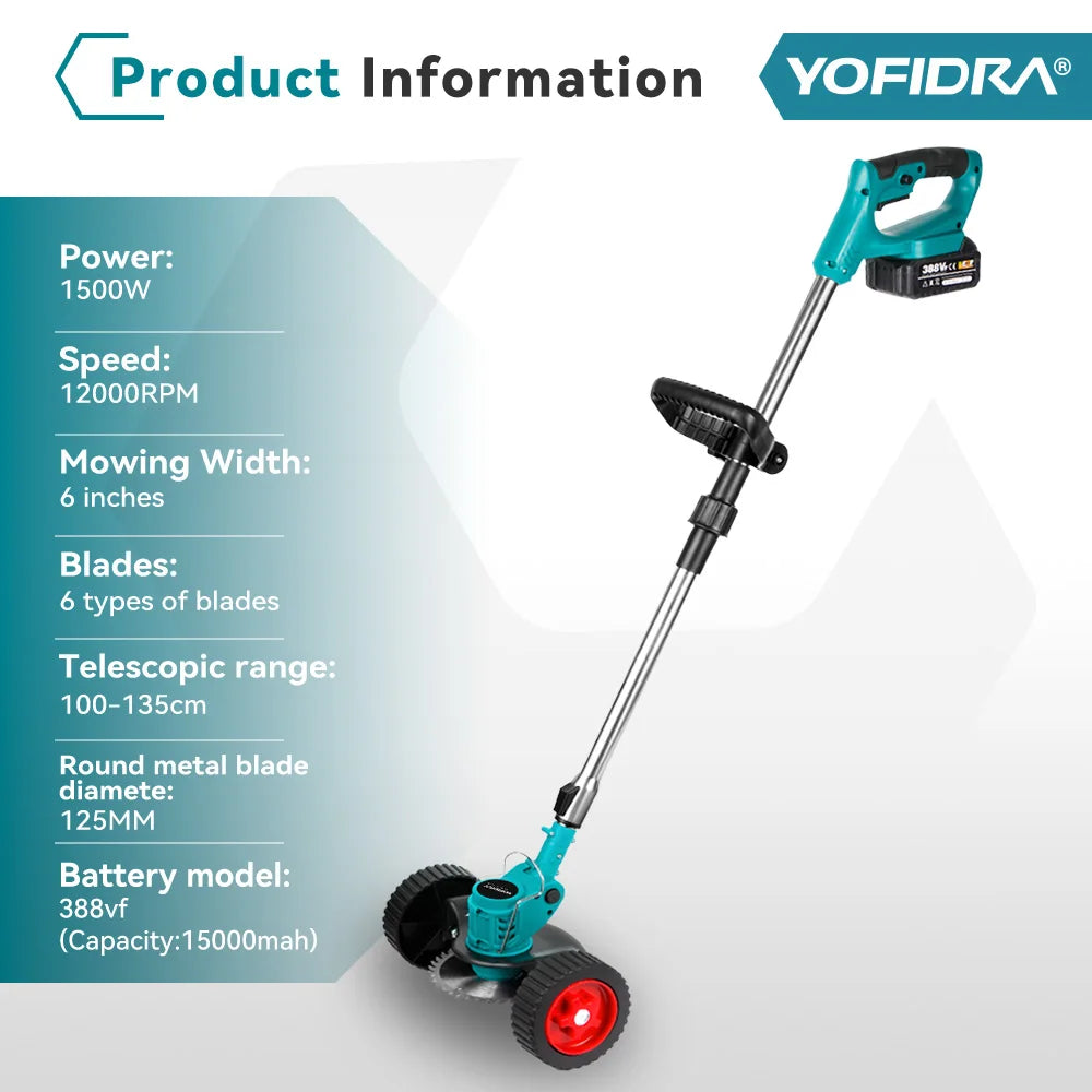 Cortacésped eléctrico YOFIDRA, cortadora de césped inalámbrica para jardín