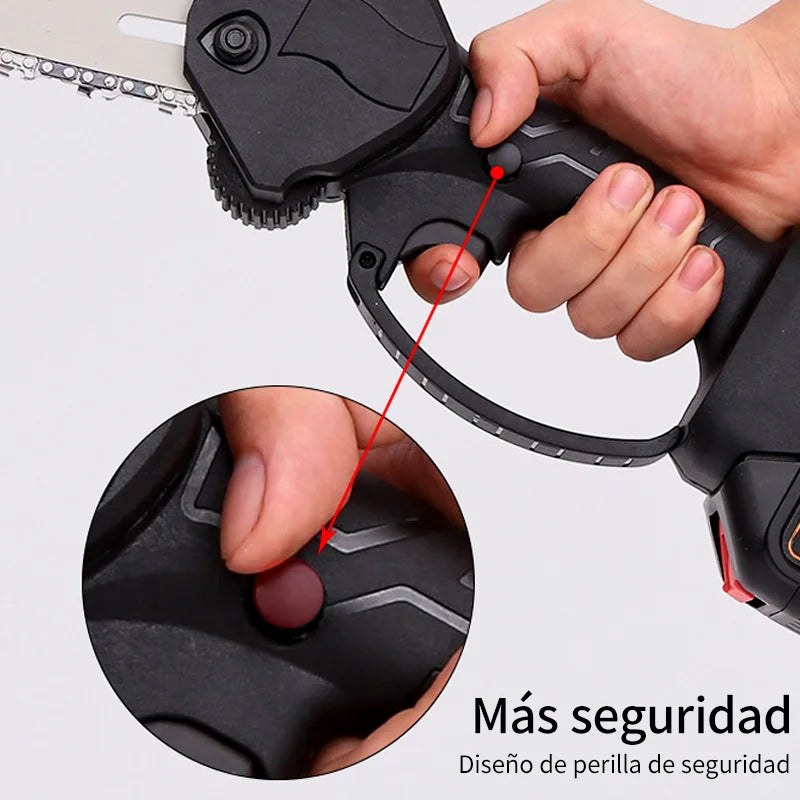 Mini motosierra inalámbrica con 1 cadenas de 24 V de potencia fuerte