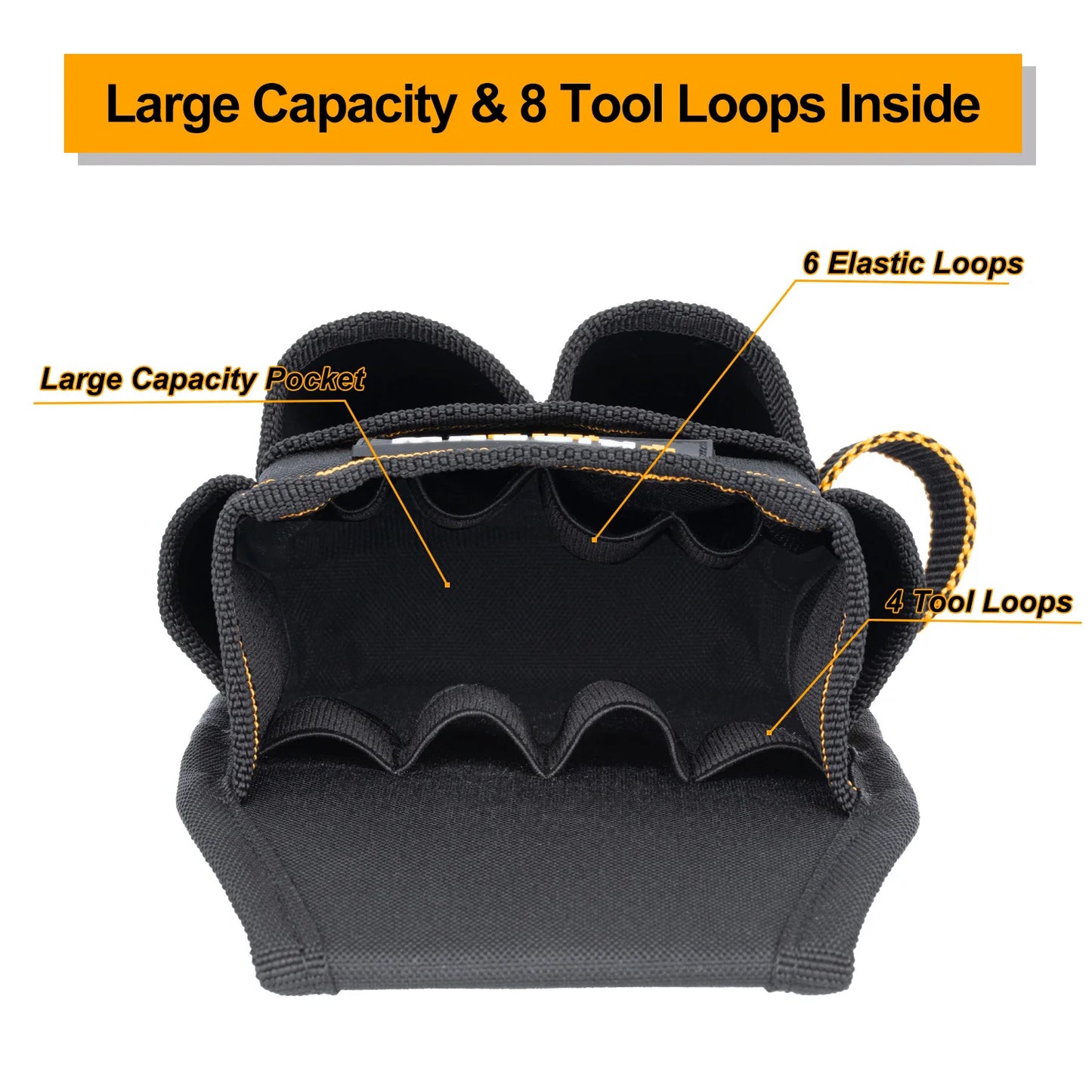 Bolsa de herramientas de bolsillo, construcción de 6 bolsas y 9 bucles para destornilladores